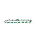 18k White Gold 3.00ct H VS2 Radiant Cut Diamond and 6.00ct Oval Emerald Bracelet