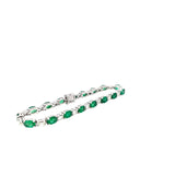 Ladies 18k White Gold Diamond and Emerald Bracelet