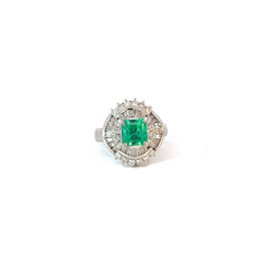 Platinum 1.34ct Emerald grade AA and 1.07ct G VS1 Diamond Ring