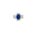 18k White Gold 5.63ct Oval Shaped Blue Sapphire and 2.50ct F VS2 Diamond Ring Certified By  GIA # 2185113239