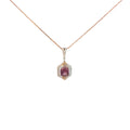18k Rose Gold 1.60ct Pink Tourmaline and .25ct G VS2 Round Diamond Necklace