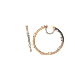 14k Rose Gold 8.00ct G VS2 Round Diamond Inside / Outside Hoop Earrings