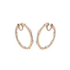 14k Rose Gold 8.00ct G VS2 Round Diamond Inside / Outside Hoop Earrings