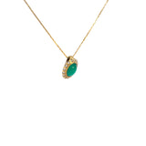 Ladies 18k Yellow Gold Diamond and Emerald necklace