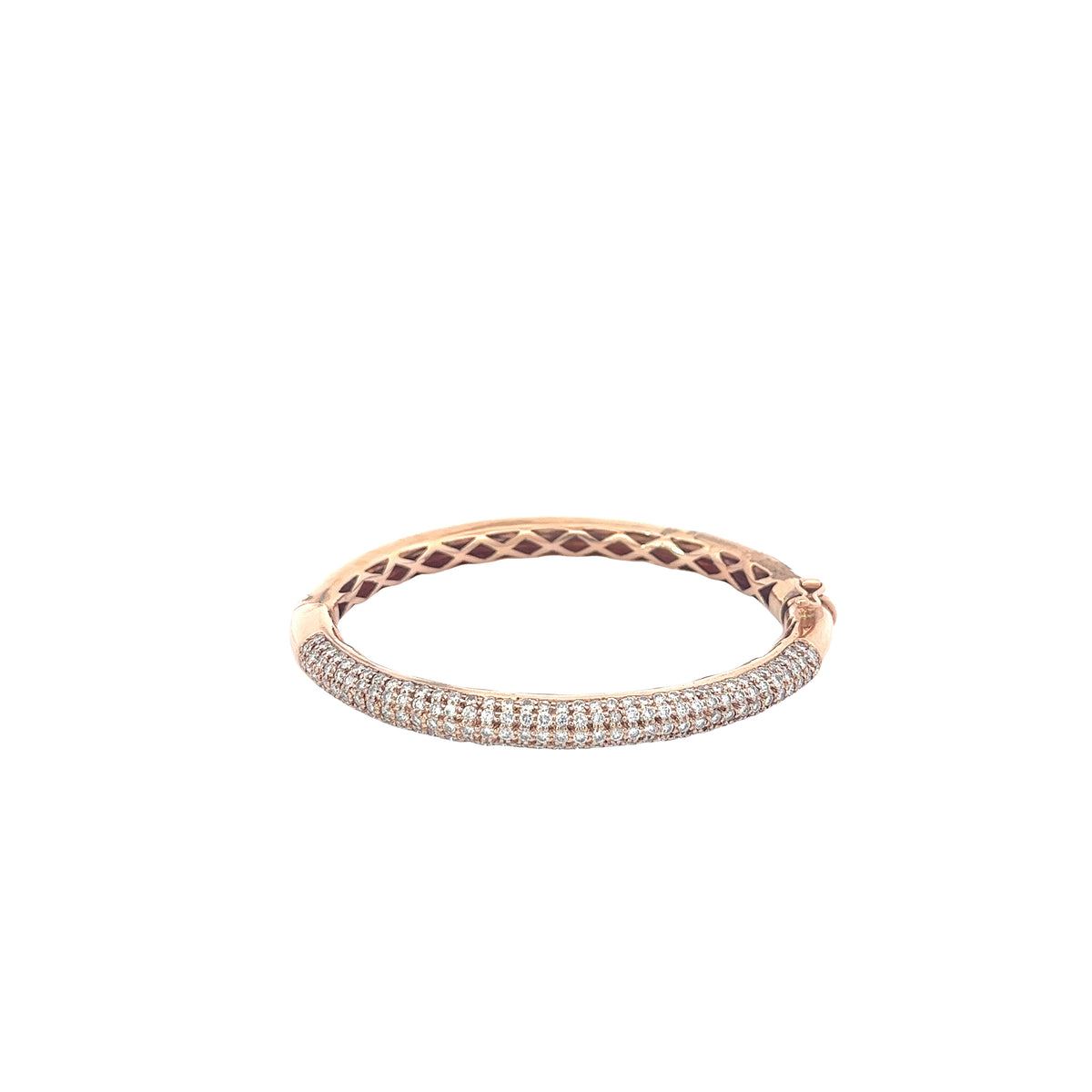 Ladies 14k Rose Gold Diamond Bangle Bracelet