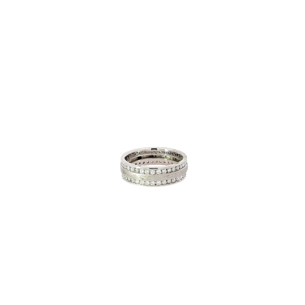 14k White Gold 2.00ct G SI1 Round Diamond Men Eternity Ring