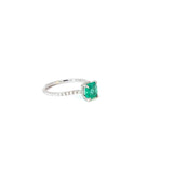 Ladies 18k White Gold Emerald and Diamond Ring