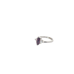 14k white gold 1.90ct Marquise Shaped center Ruby and .50ct  F VS2 Trillion diamond ring Certified by GIA# 5181593221