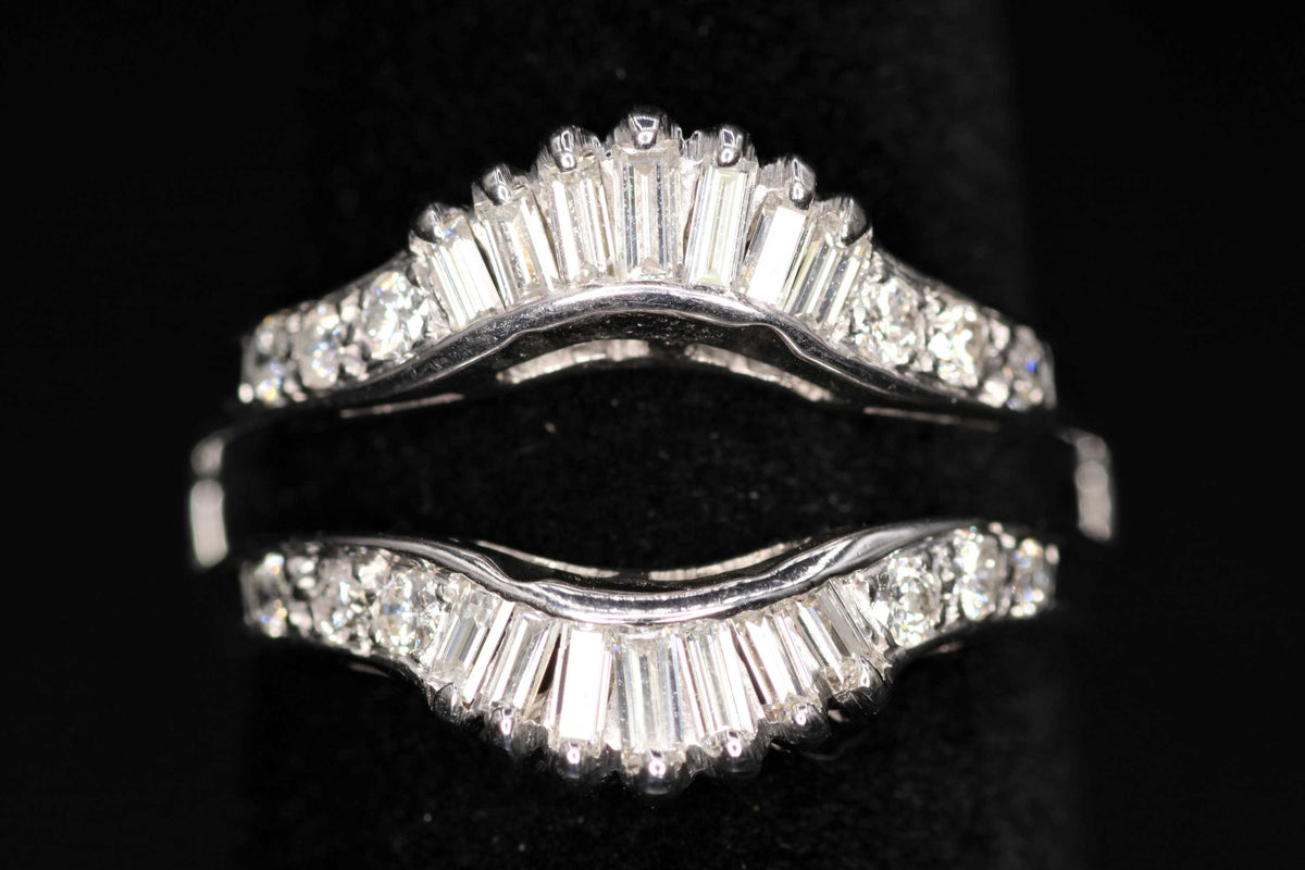 Ladies 14k white gold diamond insert ring