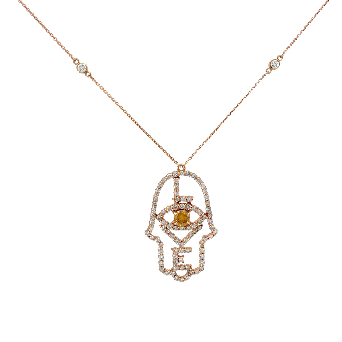 18k Rose Gold Diamond khamsa Necklace