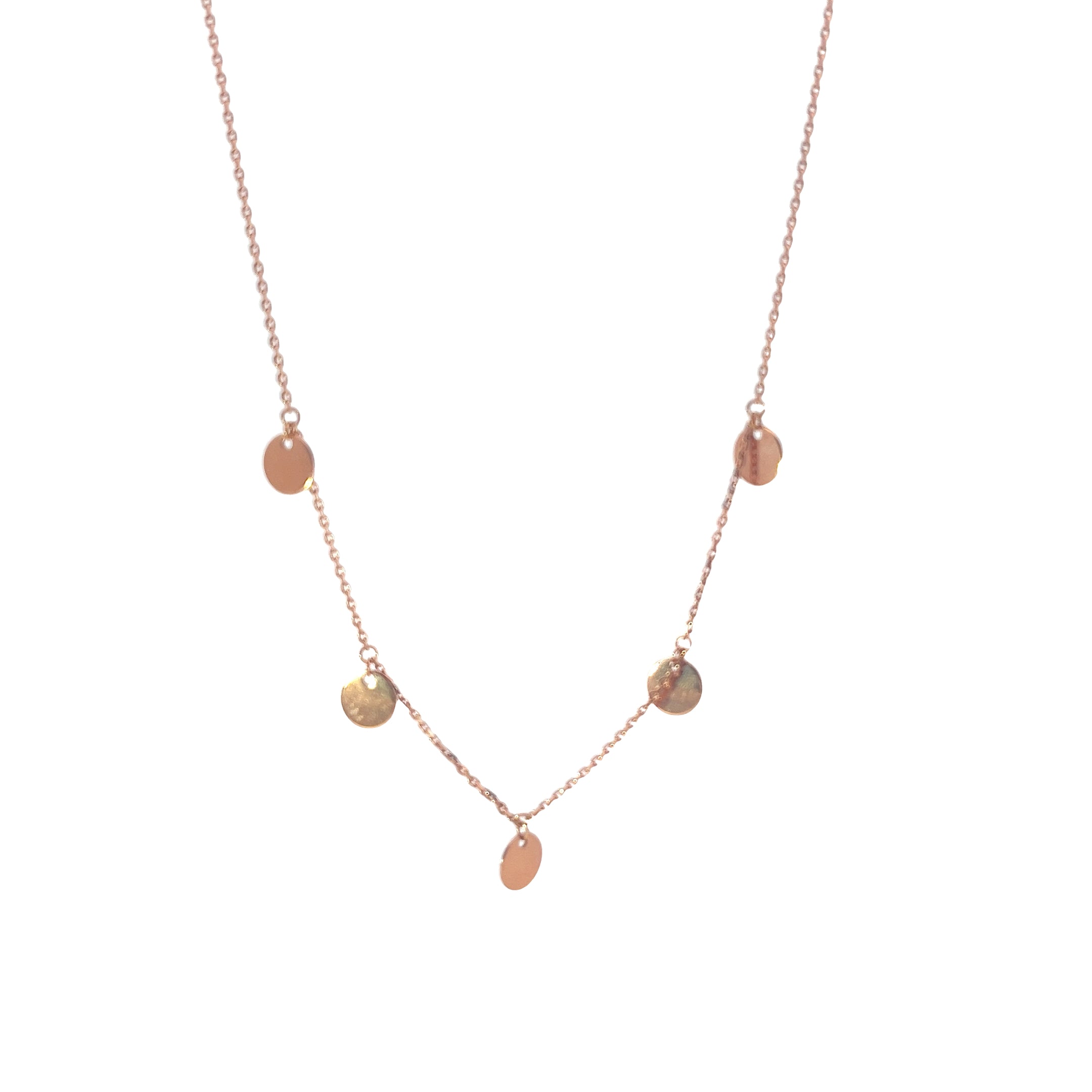 14k Rose Gold Mini Disc Adjustable Choker Necklace 2.60 grams  16"inch