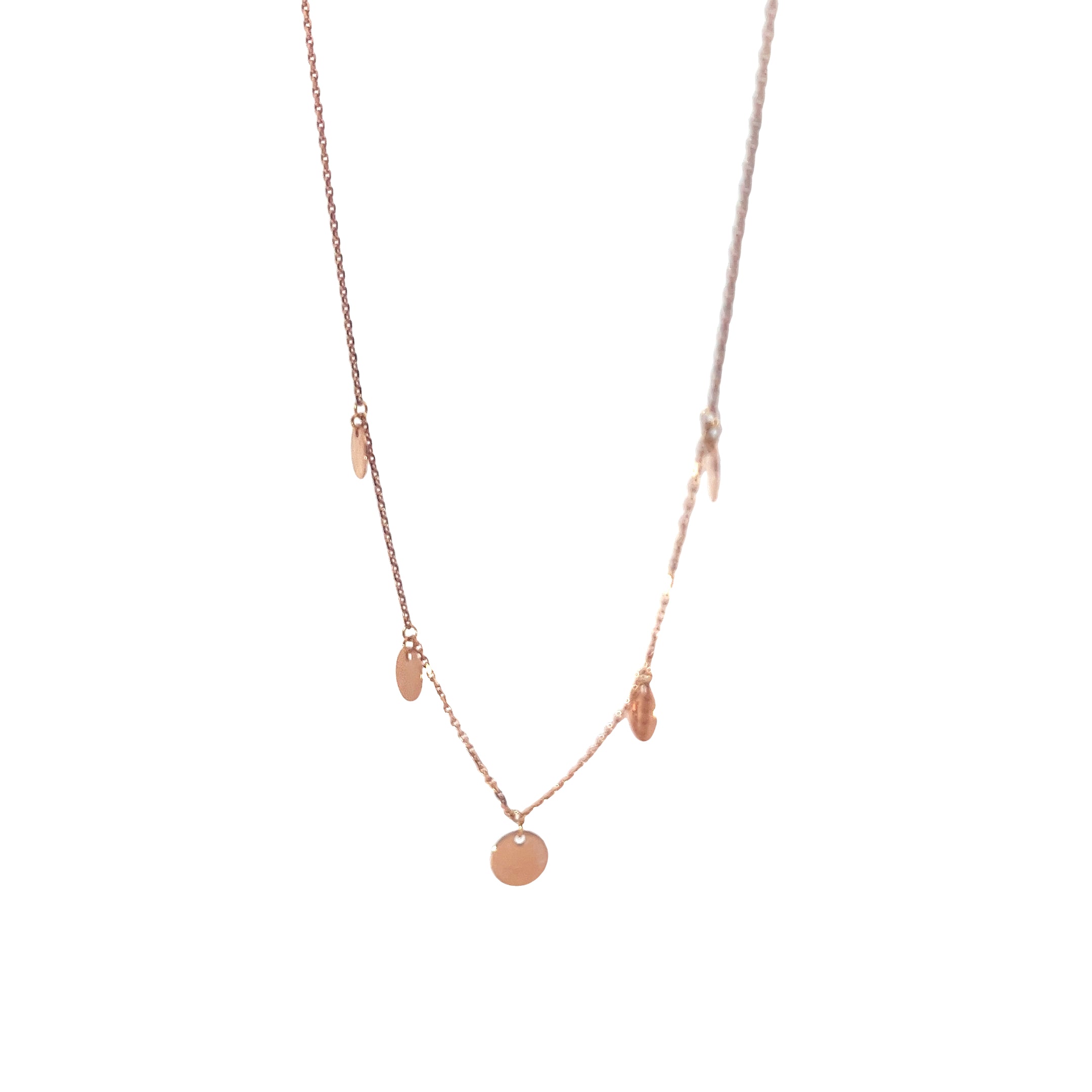 14k Rose Gold Mini Disc Adjustable Choker Necklace 2.60 grams  16"inch