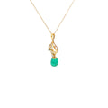 18k Yellow Gold 2.50ct Cut in a Cabochon Style Colombian Emerald/ .38ct F VS2 Total Weight of Round and Baguette Diamond Necklace