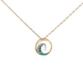 14k Yellow Gold .35ct F VS2 Round Diamond Mother of Pearl Necklace 18 inch length