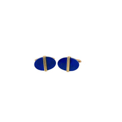 Mens 14k yellow gold Lapis cufflinks