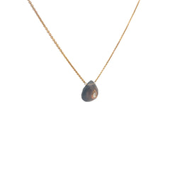 18k Yellow Gold Smokey Quartz and .15ct G SI1 Round Diamond Necklace