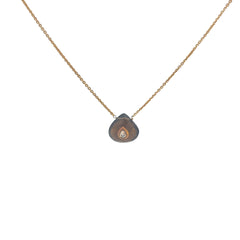 18k Yellow Gold Smokey Quartz and .15ct G SI1 Round Diamond Necklace