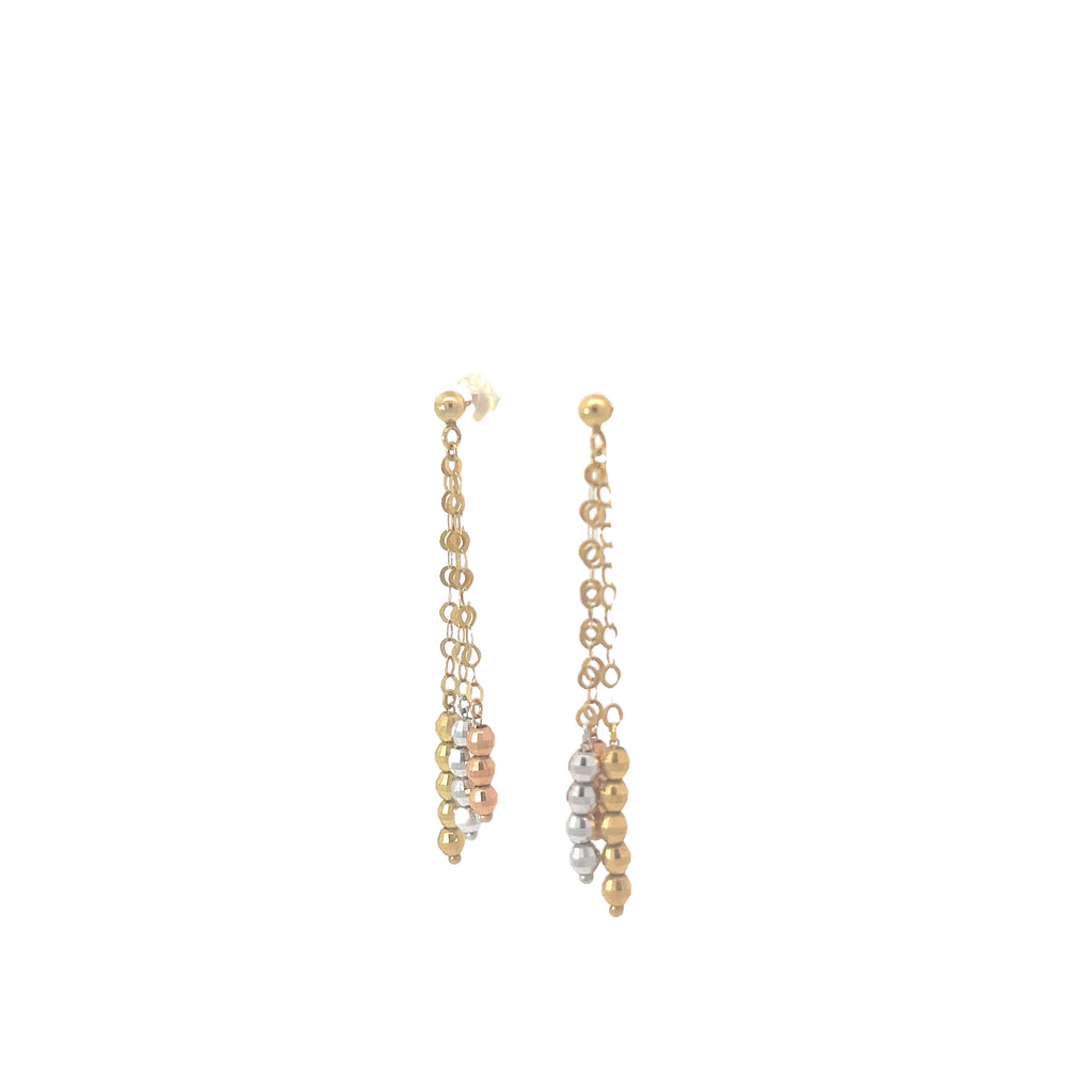 14k Tricolored Dangle Earrings 2.10 grams