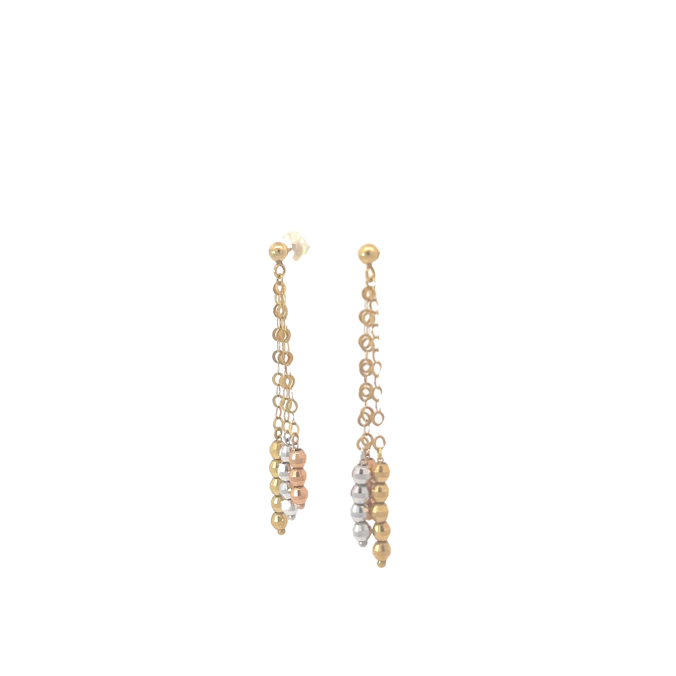 14k Tricolored Dangle Earrings 2.10 grams