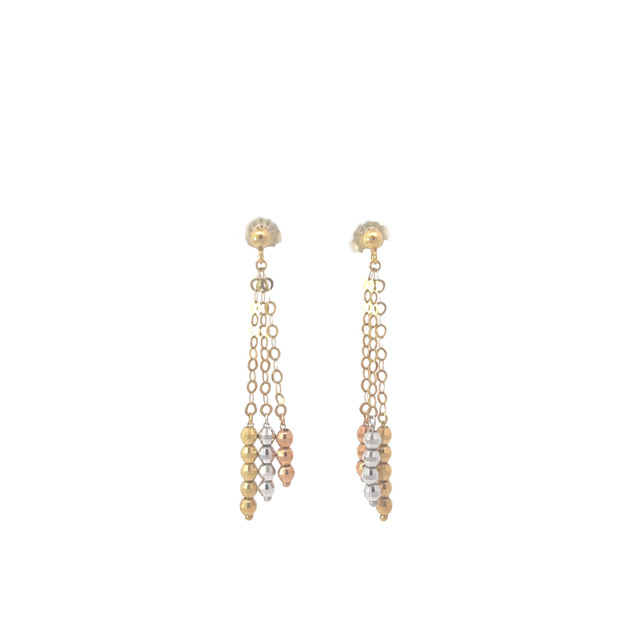 14k Tricolored Dangle Earrings 2.10 grams