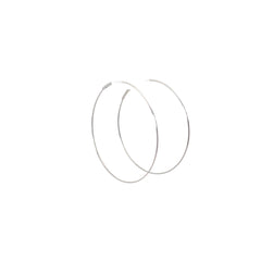 14k White Gold Thin Medium Hoop Earrings