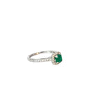 Ladies 14k White Gold Emerald and Diamond Ring