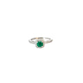 14k White Gold .55ct Cushion Colombian Emerald and .35ct G SI1 Round Diamond Ring