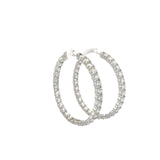 Ladies 14k White Gold Diamond Inside/Outside Hoop Earrings