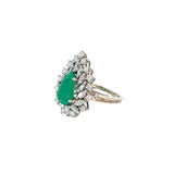 Ladies 14k White Gold Vintage Emerald and Diamond ring
