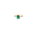 18k Rose Gold 1.17ct Emerald and .25ct G VS2 Round Ring