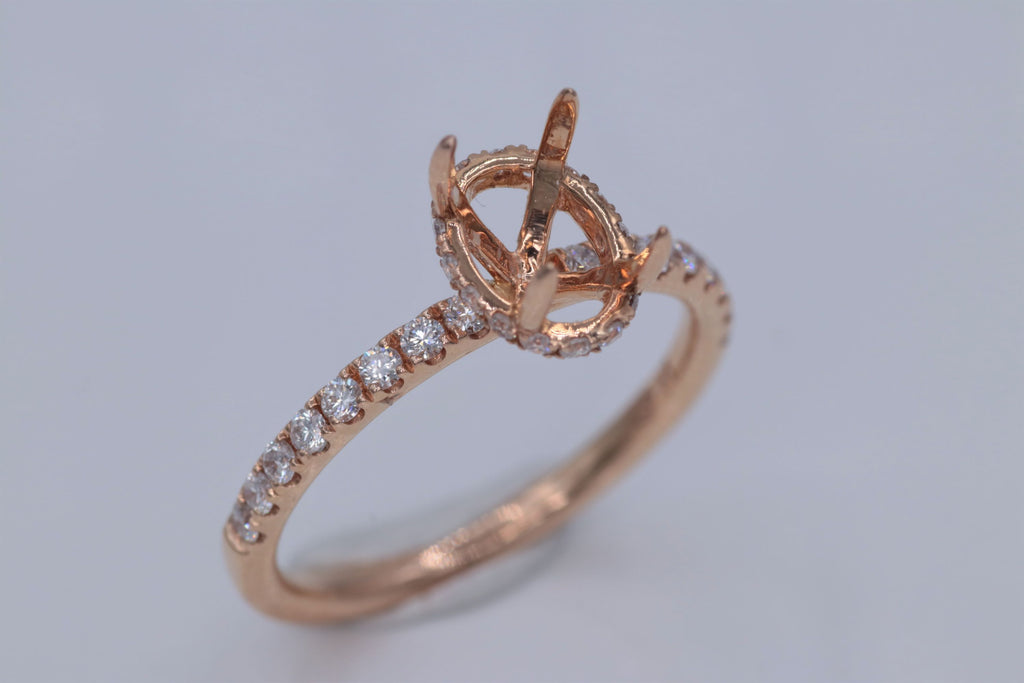 Ladies 18k rose gold Diamond semi mount ring