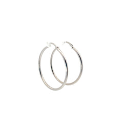 14k White Gold Round Tube Hoop Earrings. Hoops are a high polish. 2.35mm wide