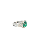 Ladies 18k White Gold Columbian Emerald and Diamond Ring