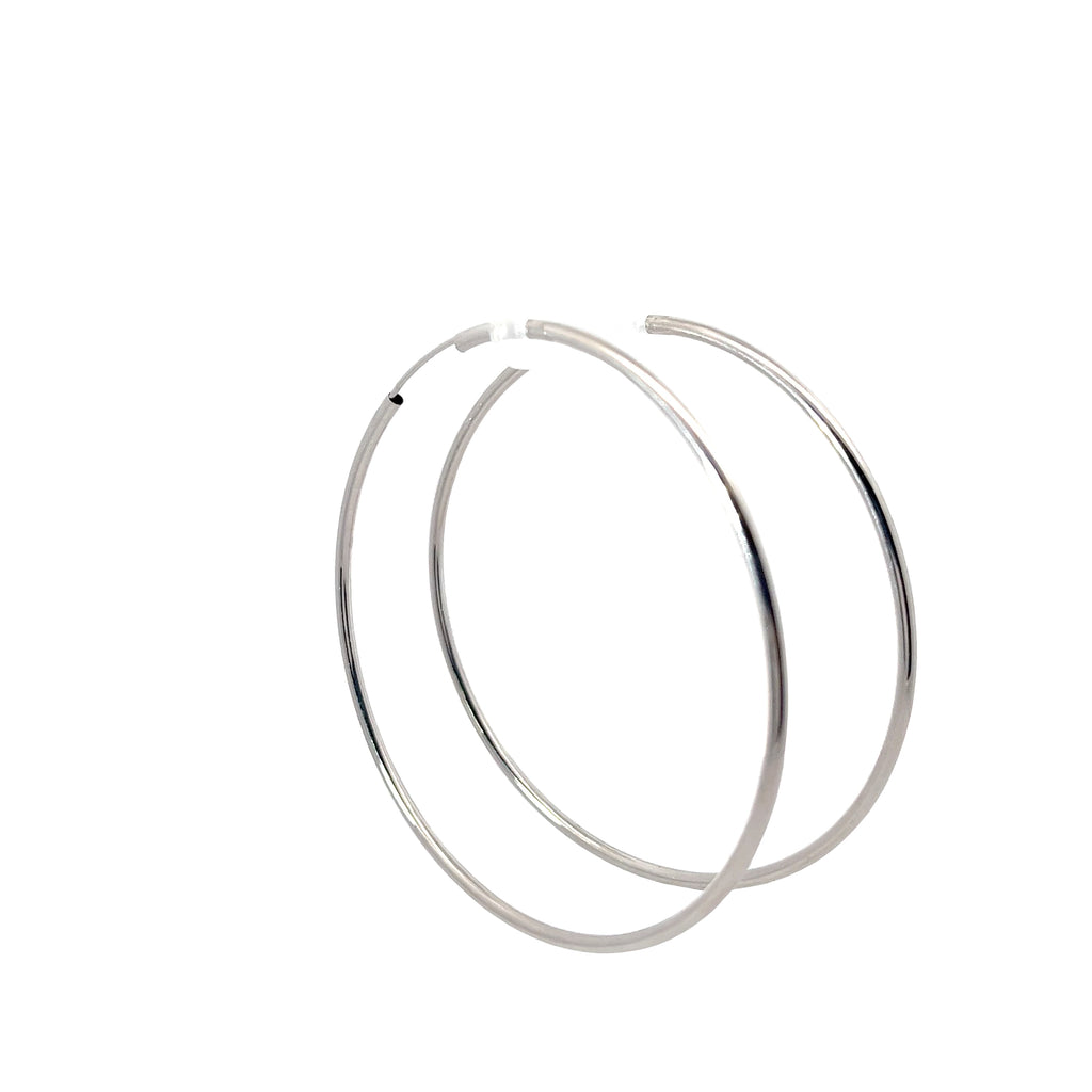 14k White Gold Hoop Earrings 3"inch 3.3 gram