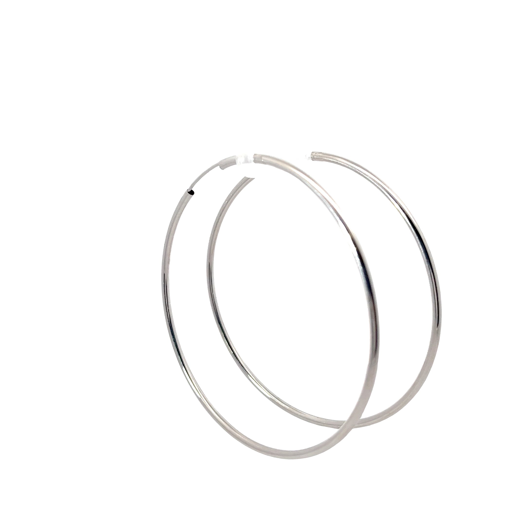 14k White Gold Hoop Earrings 3"inch 3.3 gram