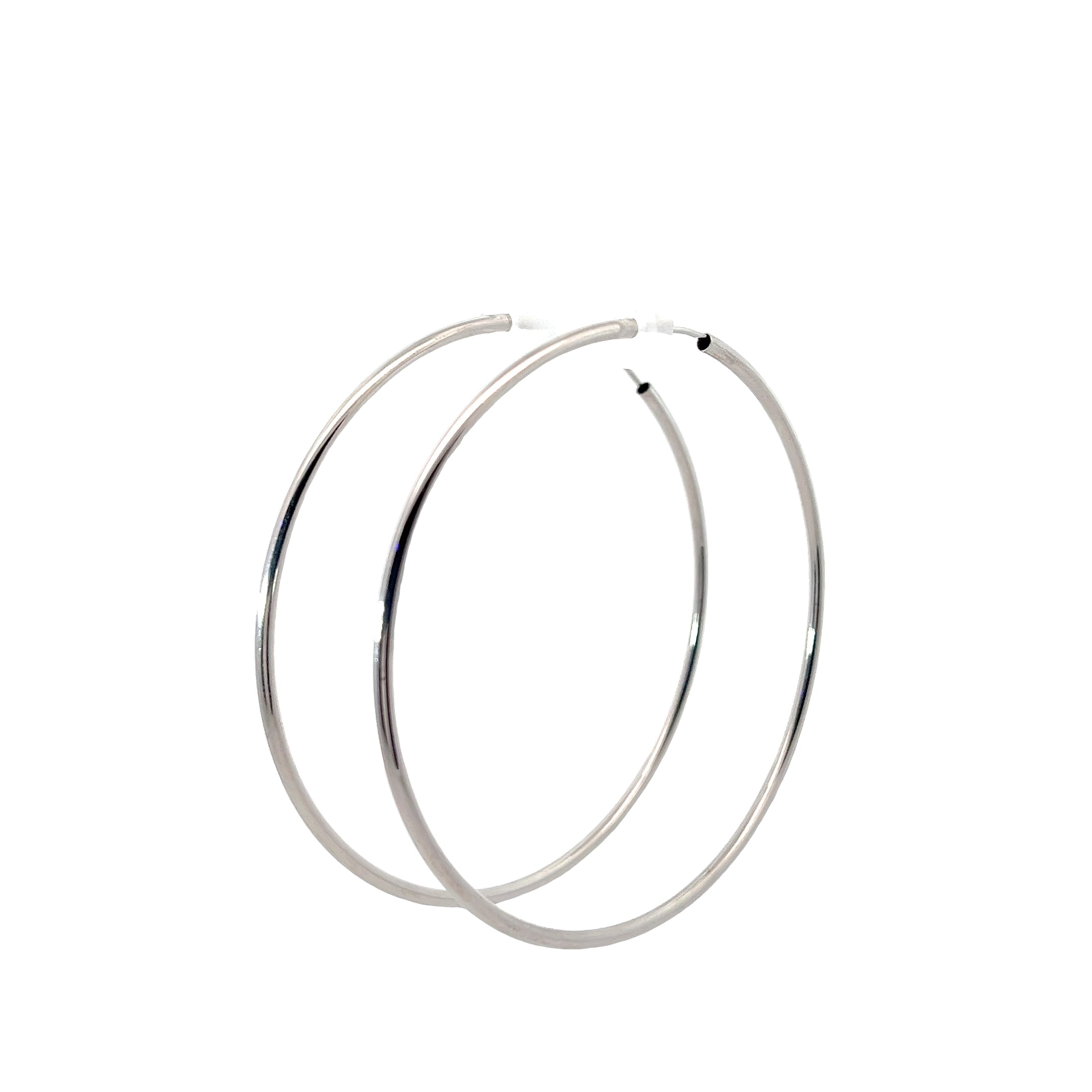 14k White Gold Hoop Earrings 3"inch 3.3 gram