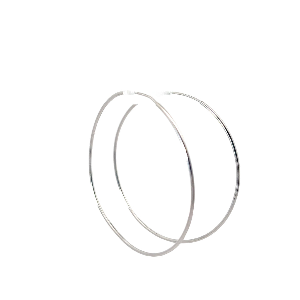 14k White Gold 2"inch Hoop Earrings 3.1 gram