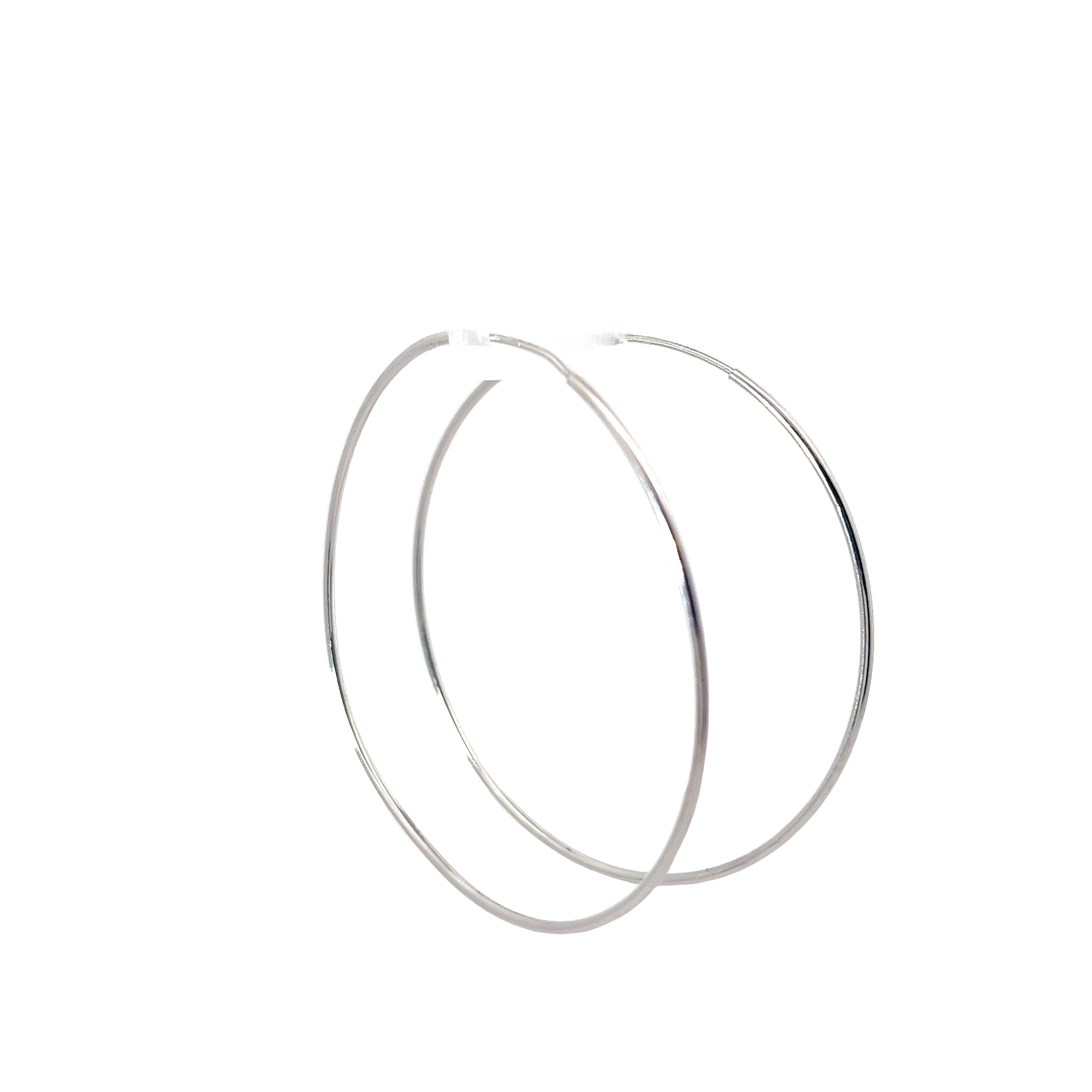 14k White Gold 2"inch Hoop Earrings 3.1 gram