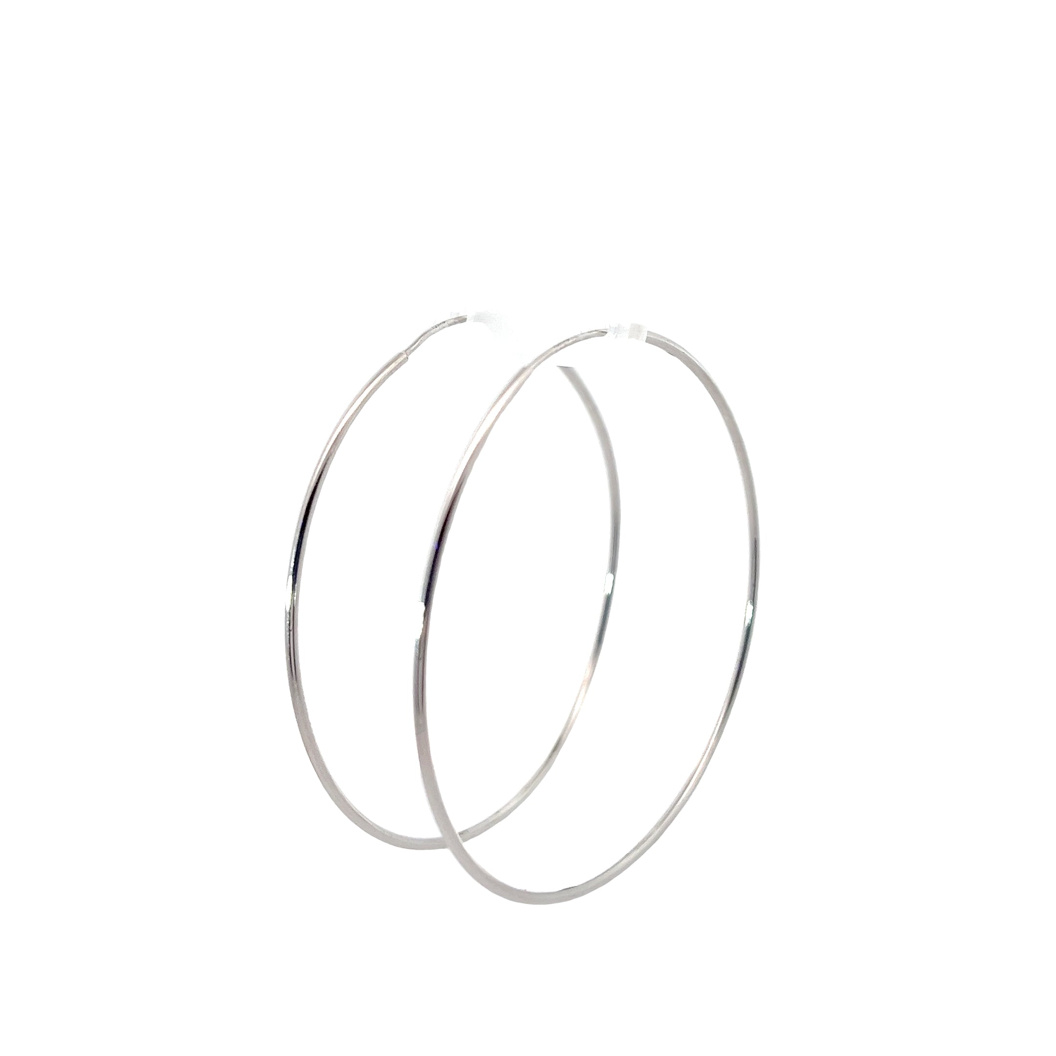 14k White Gold 2"inch Hoop Earrings 3.1 gram