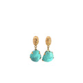 14k Yellow Gold Turquoise Dangle Vintage Earrings