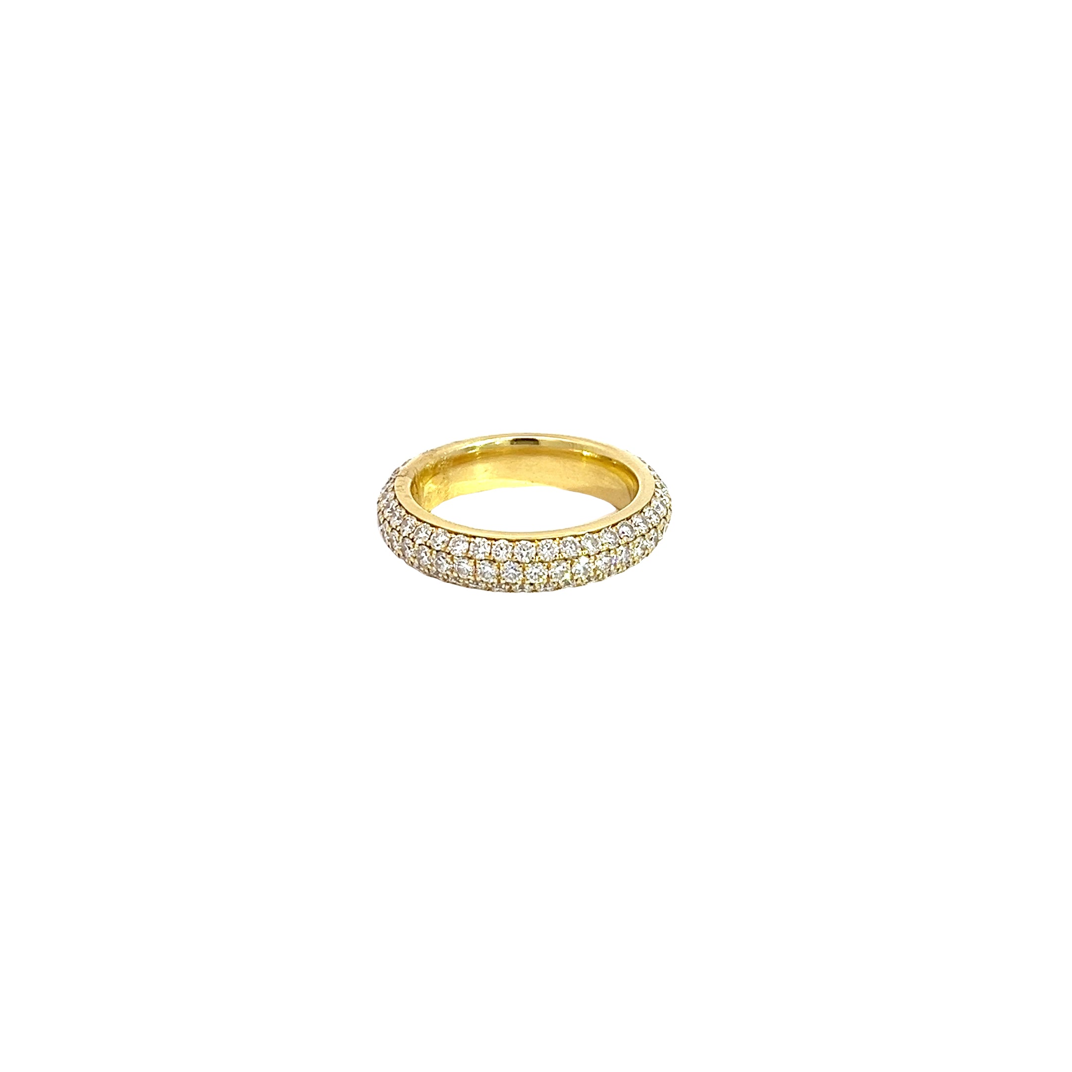 18k Yellow Gold 2.50CT E VS2 Round  Diamond Pave Eternity Band Size 7.5