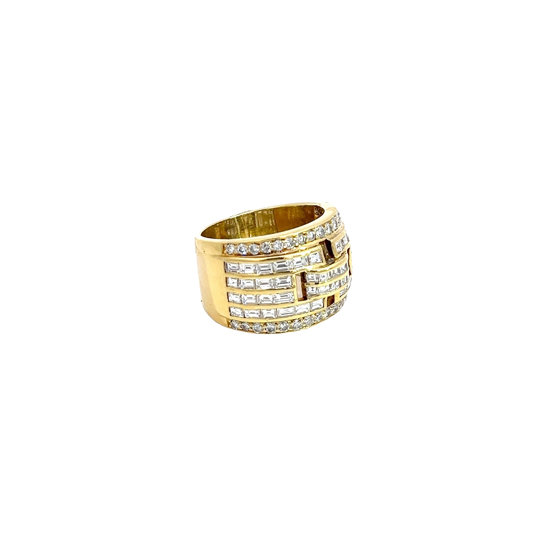18k Yellow Gold 3ct F VS2 Baguette and Round Diamond Band