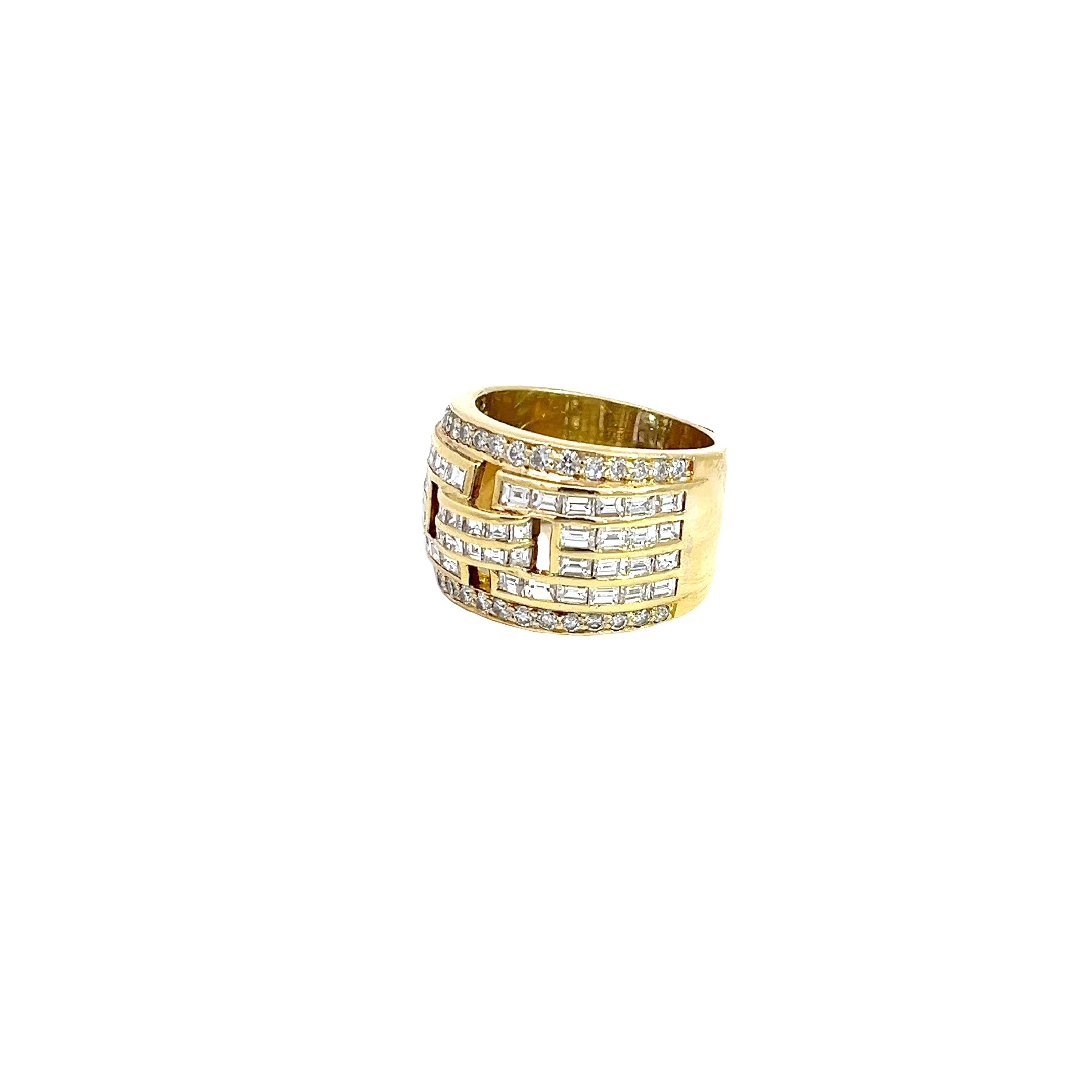 18k Yellow Gold 3ct F VS2 Baguette and Round Diamond Band