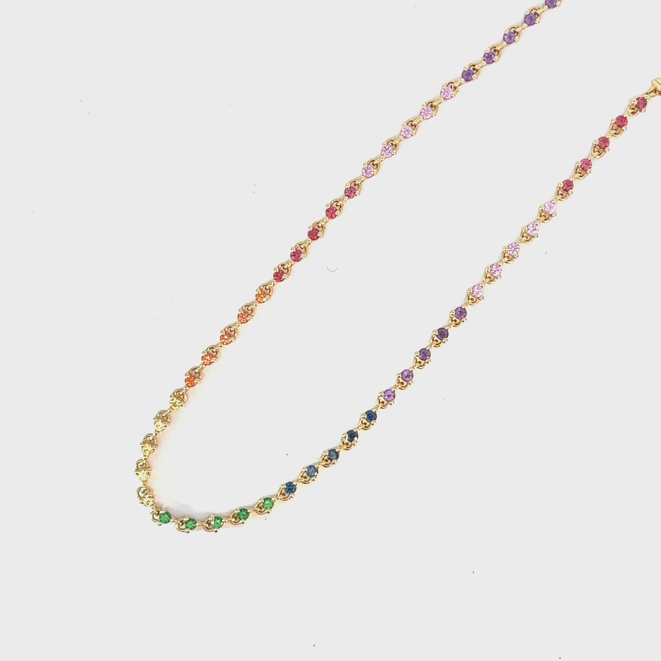 18k Yellow Gold Multi-Colored Sapphire Necklace