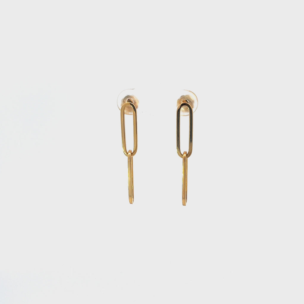 14k Yellow Gold Paperclip Dangle Earrings