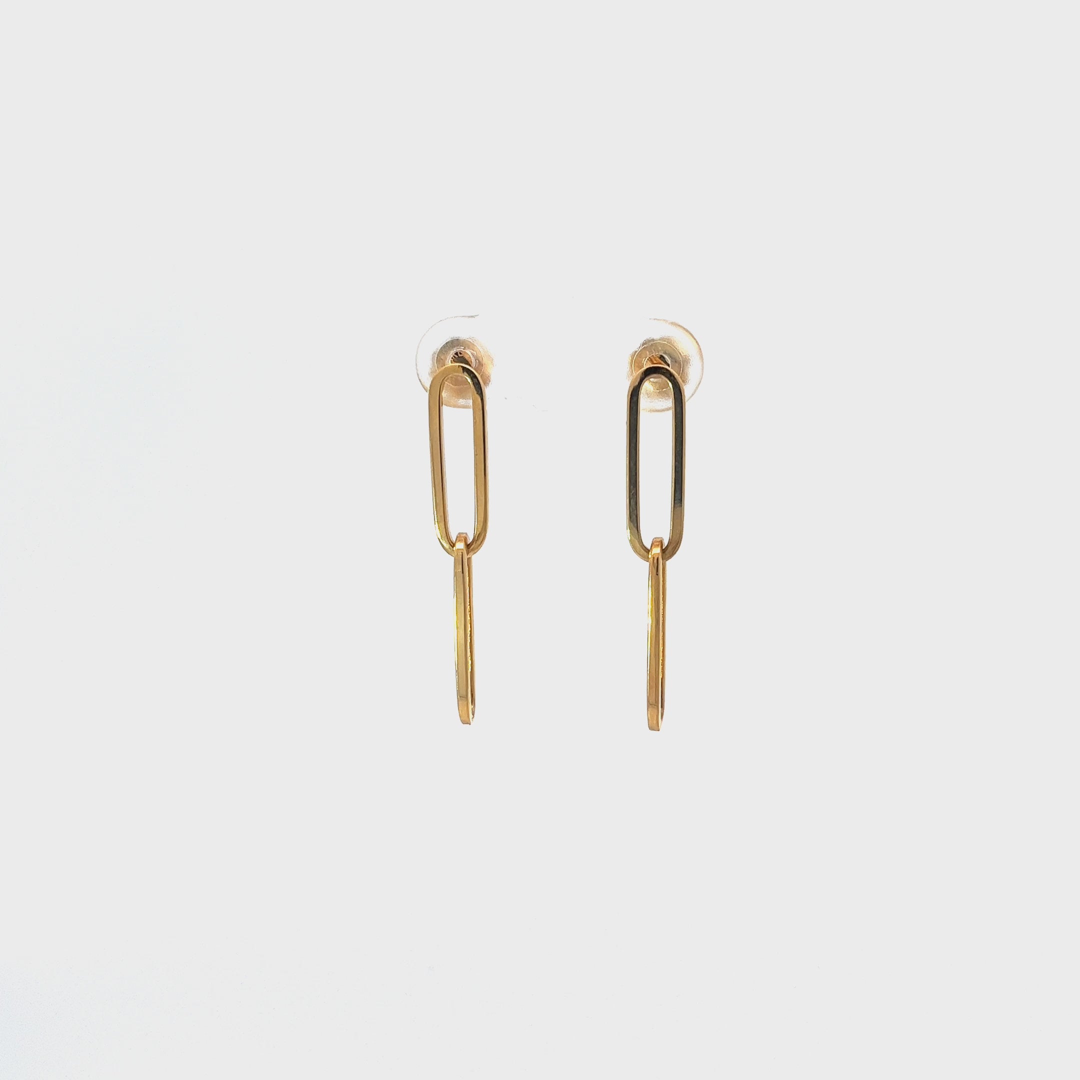 14k Yellow Gold Paperclip Dangle Earrings