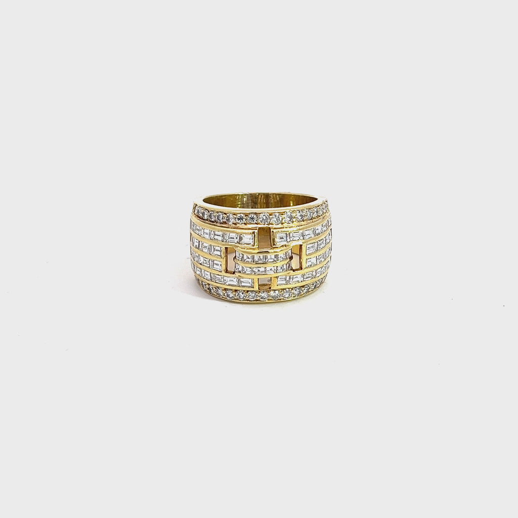 18k Yellow Gold 3ct F VS2 Baguette and Round Diamond Band