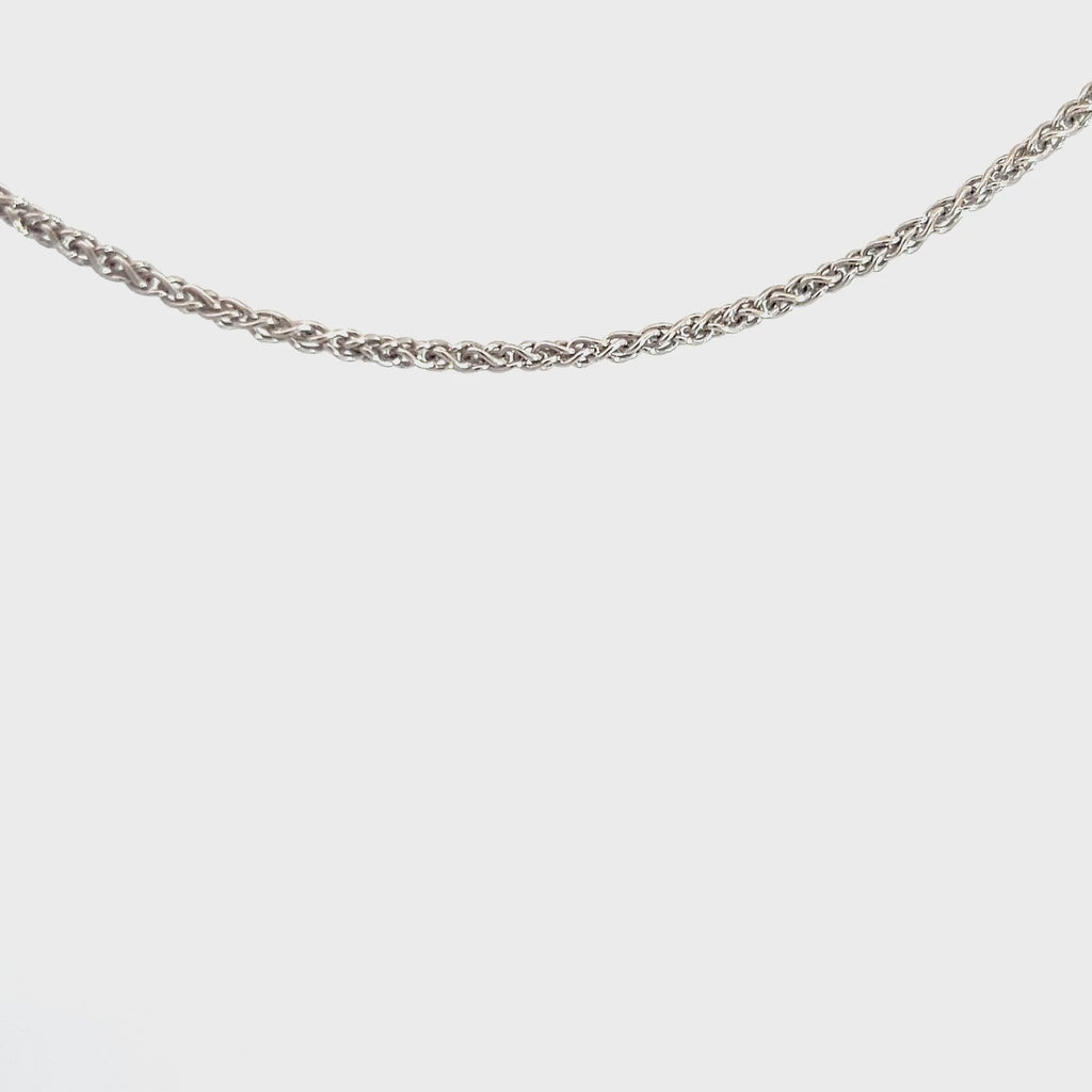 14k White Gold 6.6 Gram Rounded Wheat Chain 2mm 18" inch