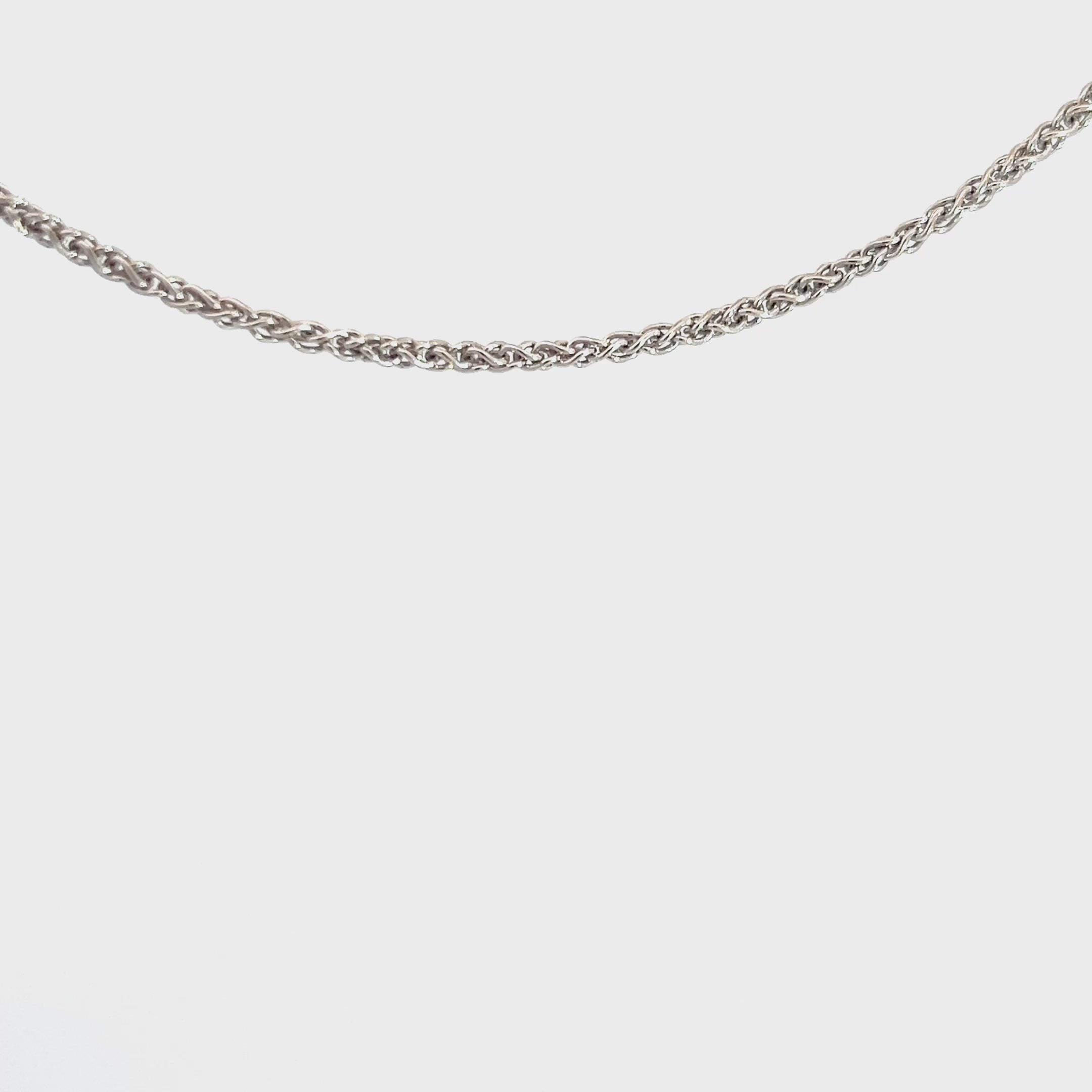 14k White Gold 6.6 Gram Rounded Wheat Chain 2mm 18" inch
