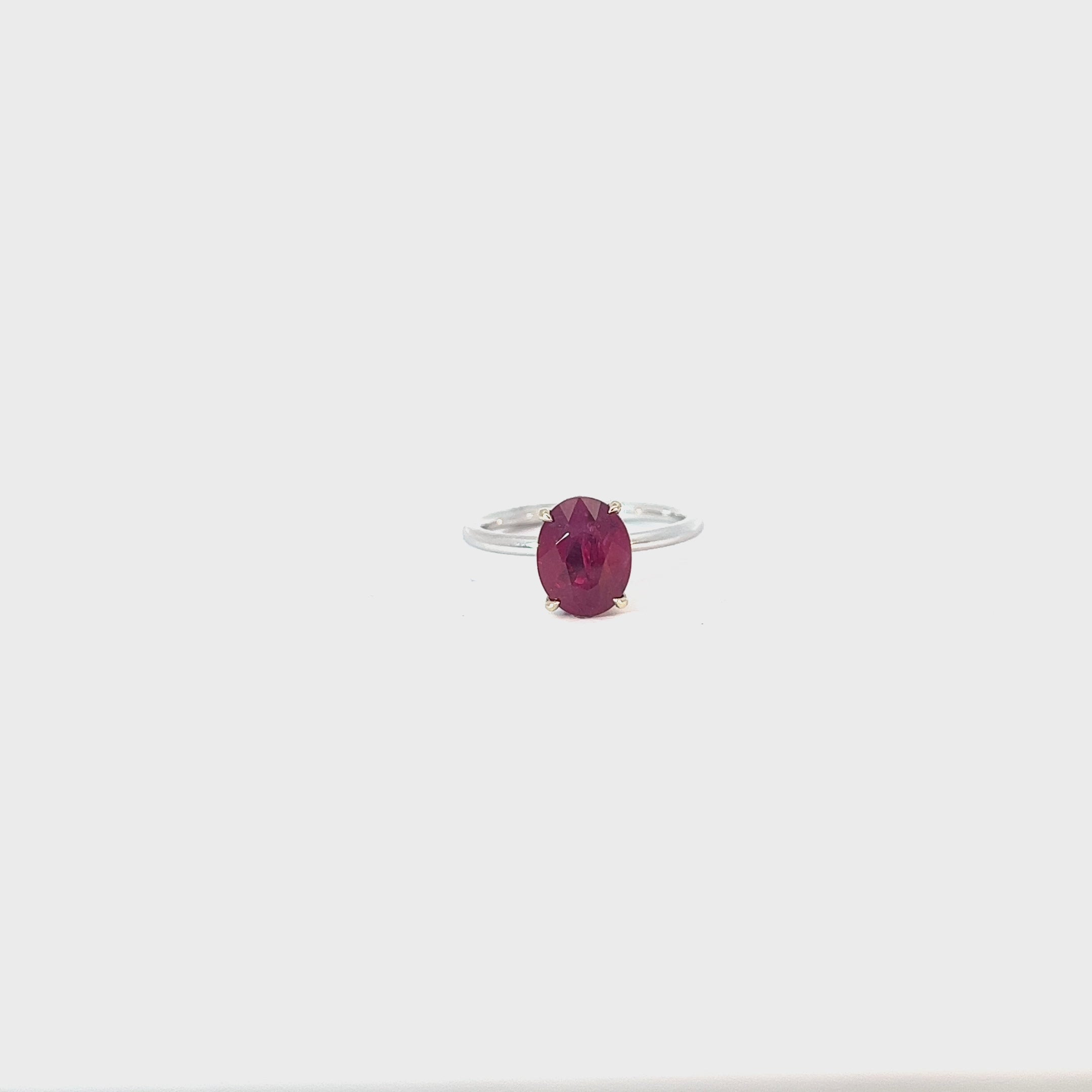 18k White Gold 2.65ct Burma Ruby / .10ct G VS2 Round Diamond Ring Certified By GIA #5202924638